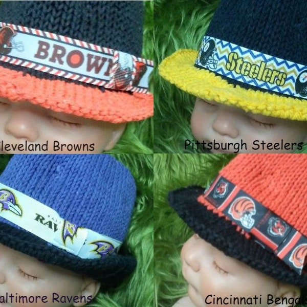 Football Baby Hat,  Steelers Hat, Bengals Hat, Browns Hat, Ravens Hat, Adult Fedora, Football Baby Gift, Football Photo Prop, Cute Baby Gift