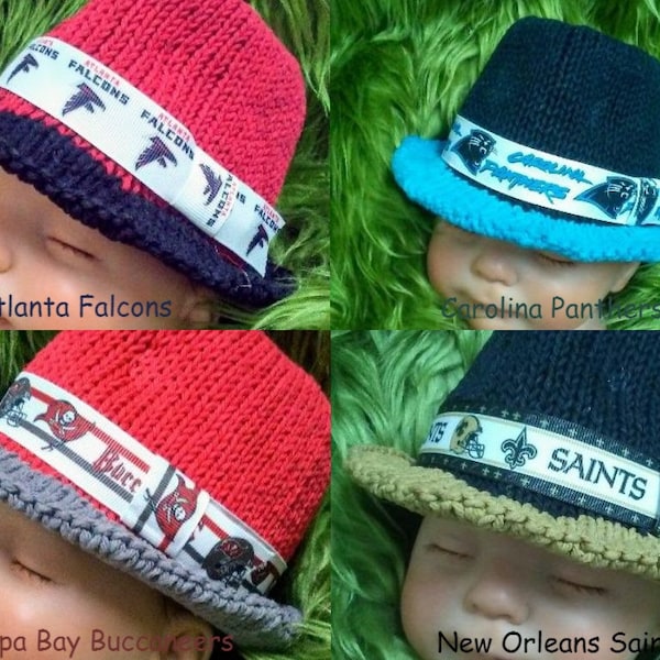 Football Baby Hat, Falcons Hat, Panthers Hat, Saints Hat, Buccaneers Hat, Adult Fedora, Football Baby Gift, Football Photo Prop, Baby Gift