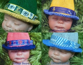 Gorro de fútbol americano para bebé, gorro de los Bears, gorro de los Lions, gorro de los Packers, gorro de los Vikings, fedora para adulto, regalo de fútbol americano para bebé, accesorio para fotos de fútbol americano, regalo único para bebé