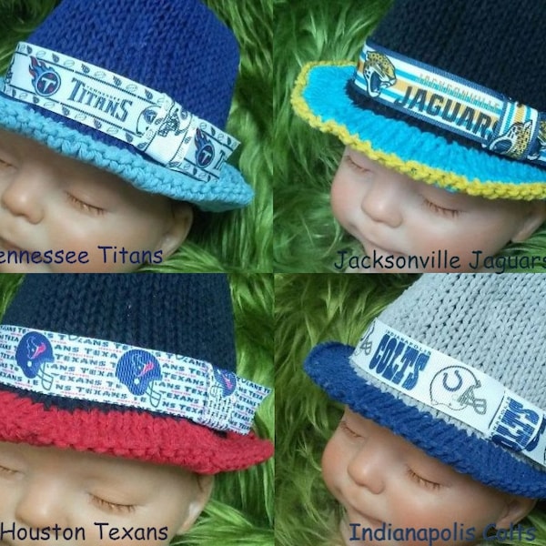 Football Baby Hat, Jaguars Hat, Titans Hat, Colts Hat, Texans Hat, Adult Fedora, Football Baby Gift, Football Photo Prop, Unique Baby Gift