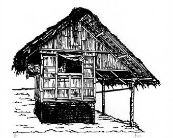 Bahay Kubo / Nipa Hut Screen Print