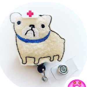 Nurse Pug Badge Reel pug Badge Reel nurse Badge Reel Retractable