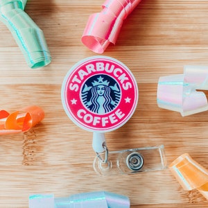 Starbucks Coffee Badge - Rhinestone Badge Holder - Bling Retractable Badge Reel - Stylish ID Badge Clip - Nurse - RN Badge