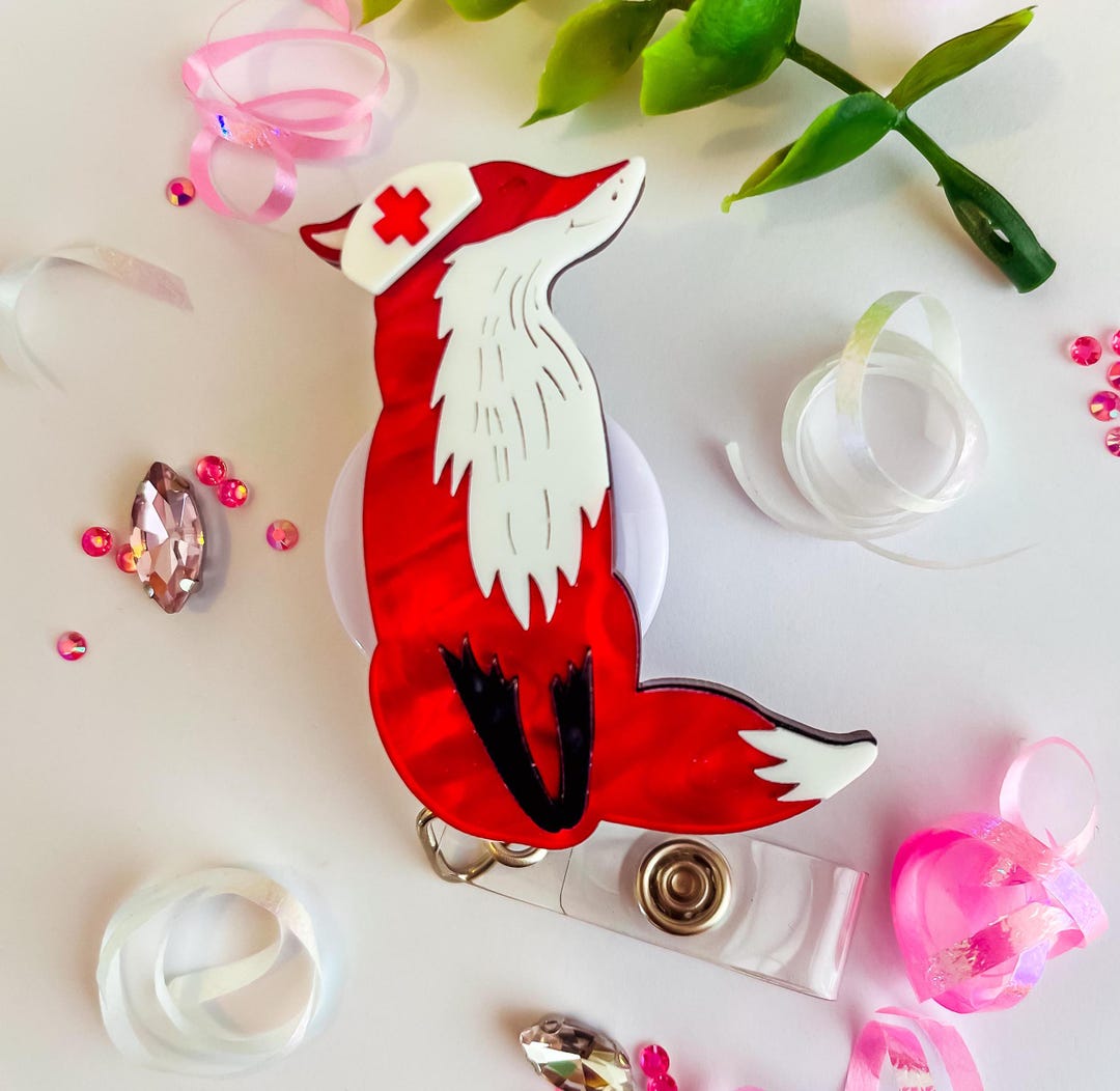 Acrylic Badge Reel - Fox - Badge Holder - Retractable Badge Reel - ID ...