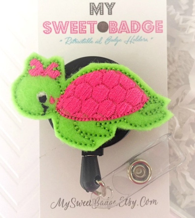 Water Turtle ID Badge Clip Badge Holder Retractable Badge Reel Feltie Badge Reel RN Badge Mysweetbadge Badge Nurse