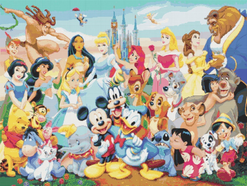 Disney Cross Stitch Pattern Disney Characters Heroes Counted Etsy