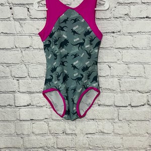 Kids Gymnastics Leotard, Custom Leotard, Personalized Dancewear, Gymnast Gift, Training Attire, Girls Leotard, Dinosaurs Leotard