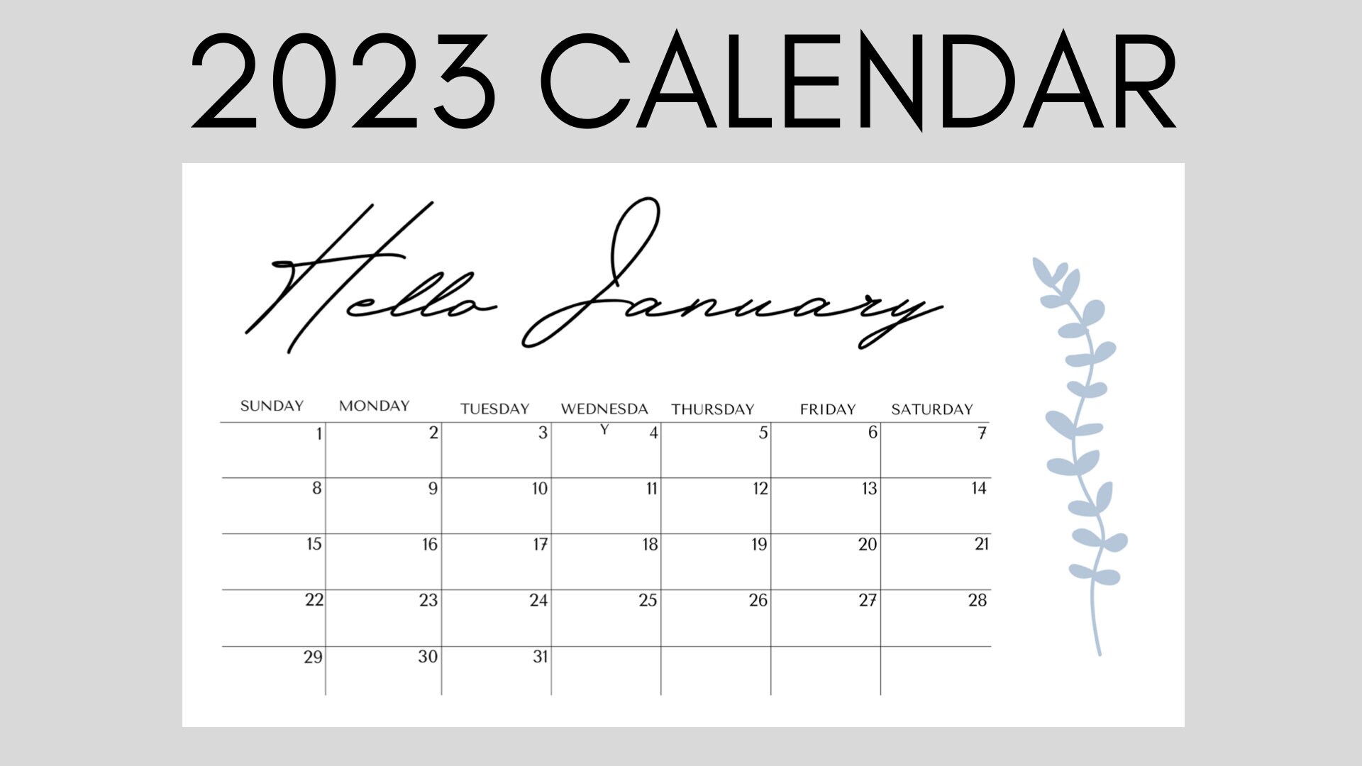 2023 Calendar, Cute Calendar, Minimalist Calendar, Printable Calendar