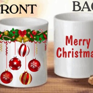 Merry Christmas Ornament Coffee Mug- Mug-15 oz. Coffee Mug-Hot Cocoa Mug--Mom Gift-Dad Gift-Brother Gift-Sister Gift-Grandma-Aunt