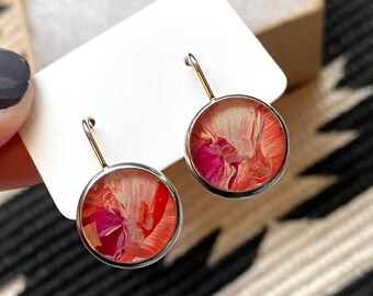 Hand painted Earrings | Stainless Steel Earrings | Handmade Jewelry | Abstract | Fixed Dangle