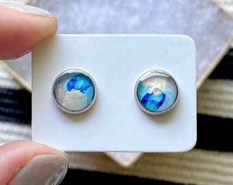 Hand painted Earrings | Stainless Steel Earrings | Handmade Jewelry | Abstract