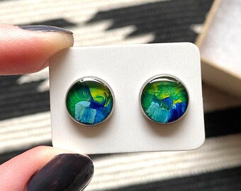 Hand painted Earrings | Stainless Steel Earrings | Handmade Jewelry | Abstract