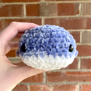 Velvet Crochet Whale, Small Amigurumi Stuffed Animal, Yarn, Crocheted Plushie, Sea, Soft Handmade Holiday Gift, Stress Ball, Desk Pet, MTO image 2