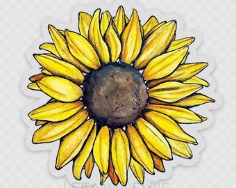 Sunflower Vinyl Sticker 3″ x 2.88″ | Die Cut Stickers | Waterproof Stickers | Art Decals | Flower Plant Laptop Decal
