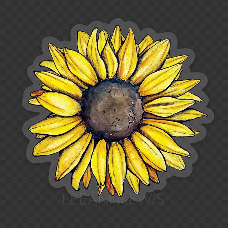 Sunflower Vinyl Sticker 3 x 2.88 Die Cut Stickers Waterproof Stickers Art Decals Flower Plant Laptop Decal image 2