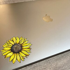 Sunflower Vinyl Sticker 3 x 2.88 Die Cut Stickers Waterproof Stickers Art Decals Flower Plant Laptop Decal image 5