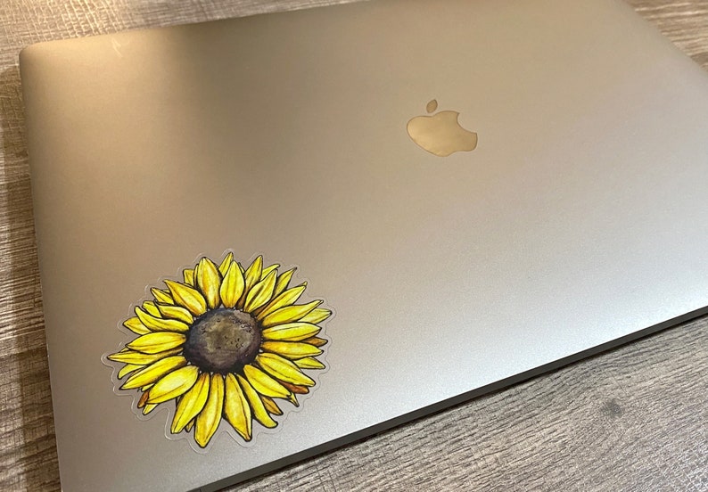 Sunflower Vinyl Sticker 3 x 2.88 Die Cut Stickers Waterproof Stickers Art Decals Flower Plant Laptop Decal image 5