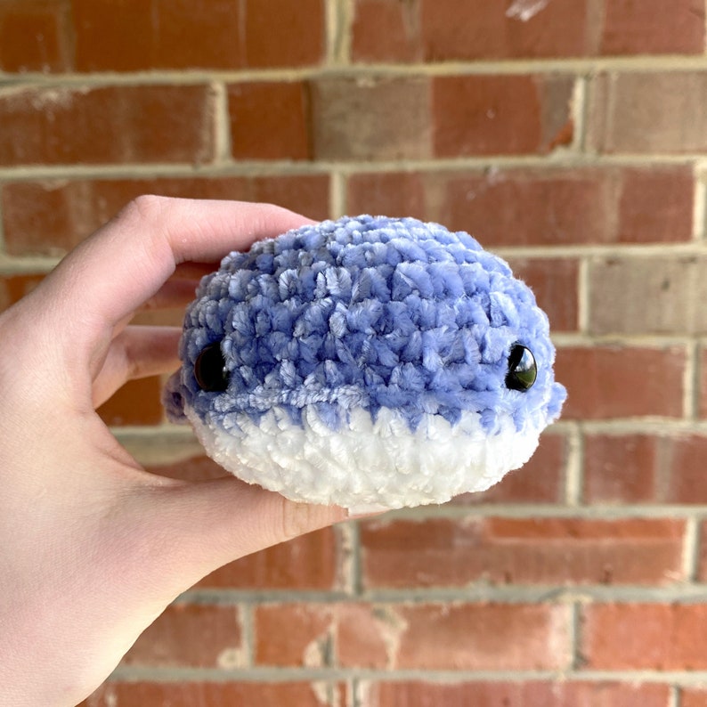 Velvet Crochet Whale, Small Amigurumi Stuffed Animal, Yarn, Crocheted Plushie, Sea, Soft Handmade Holiday Gift, Stress Ball, Desk Pet, MTO image 2