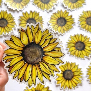 Sunflower Vinyl Sticker 3 x 2.88 Die Cut Stickers Waterproof Stickers Art Decals Flower Plant Laptop Decal image 3