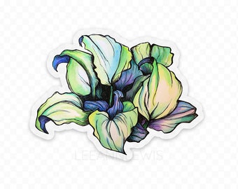 Watercolor Hostas Vinyl Sticker 2.27″ x 3″ | Die Cut Stickers | Waterproof Stickers | Art Decals | Flower Plant Laptop Decal