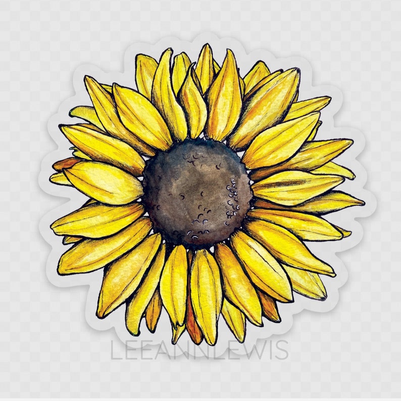 Sunflower Vinyl Sticker 3 x 2.88 Die Cut Stickers Waterproof Stickers Art Decals Flower Plant Laptop Decal image 1