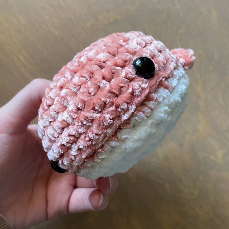 Velvet Crochet Whale, Small Amigurumi Stuffed Animal, Yarn, Crocheted Plushie, Sea, Soft Handmade Holiday Gift, Stress Ball, Desk Pet, MTO image 9