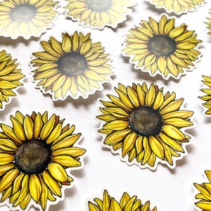 Sunflower Vinyl Sticker 3 x 2.88 Die Cut Stickers Waterproof Stickers Art Decals Flower Plant Laptop Decal image 4