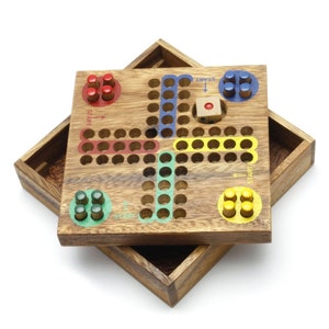 Wooden Toy : Ludo Pin Wooden Board Games (L) - The Organic Natural Puzzle Game Play for Baby and Kids