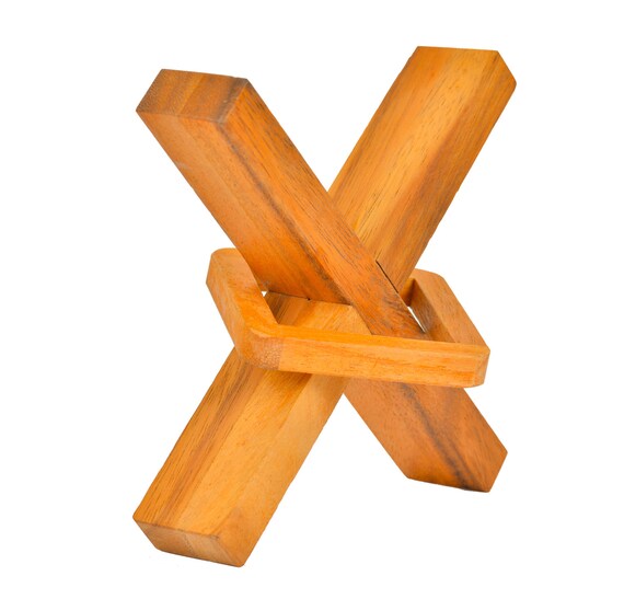 wooden puzzle x and square
