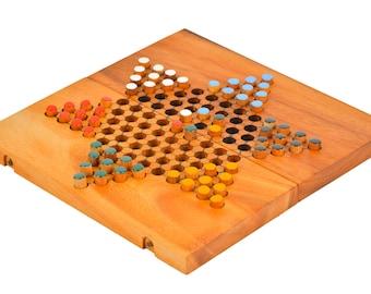 Wooden Toy : Folding Chinese Checkers - The Organic Natural Puzzle Game Play for Baby and Kids