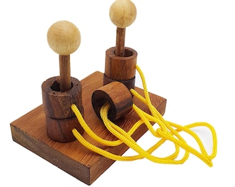 Wooden Toy : The Gordian Couple Wooden Toys Brain Teaser - The Organic Natural Puzzle Game Play for Baby and Kids