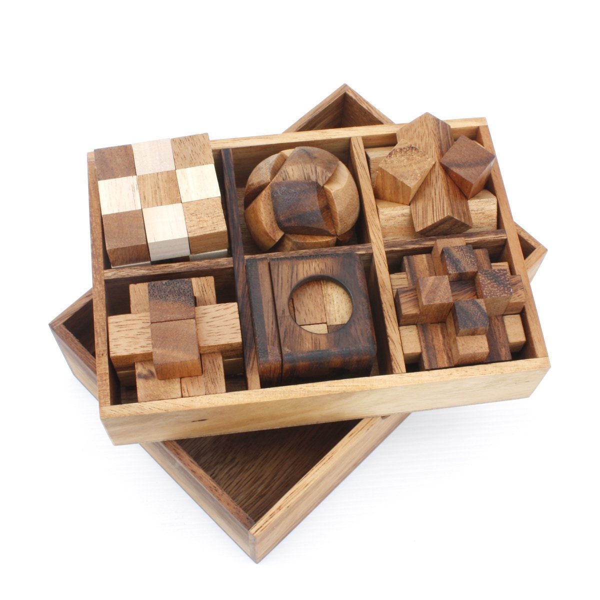 Wooden Toy 6 Games in a Fancy Box the Organic Natural Puzzle Game