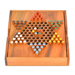 Wooden Toy : Chinese Checkers In Box - The Organic Natural Puzzle Game Play for Baby and Kids