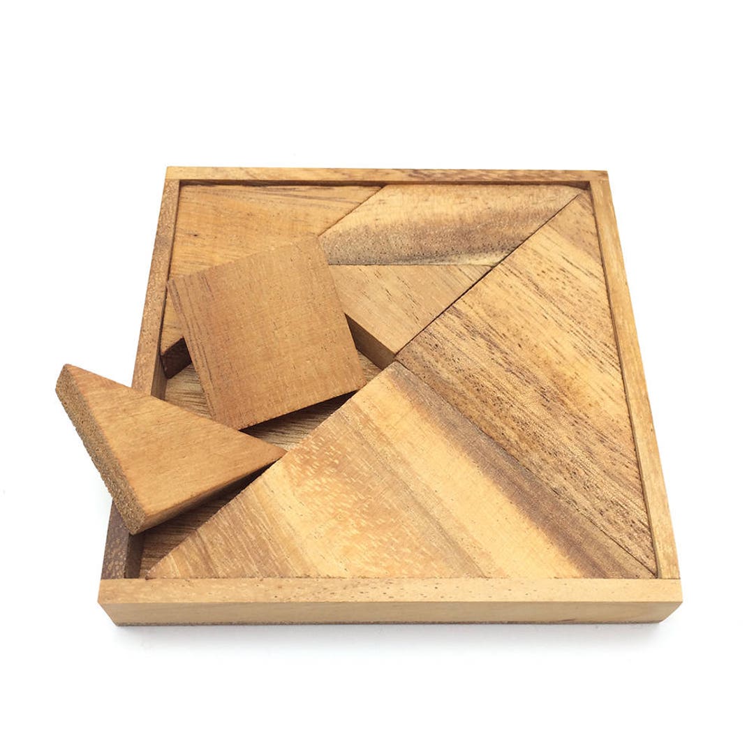 Jouets de casse-tête en bois Tangram Jeu de puzzle coloré Cadeau