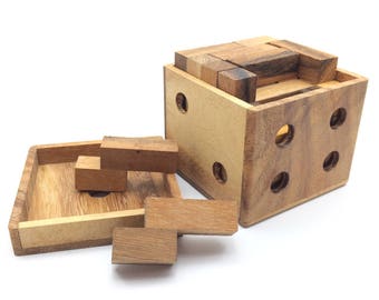 Holzspielzeug: Z-Cube Puzzle 25 Stück Holz Gehirn Teaser - Bio Natur Puzzle-Spiel für Baby und Kinder