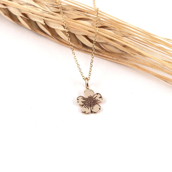Solid Gold Flower Pendant Gold Flower 