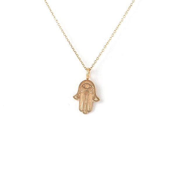 Gold Hamsa Hand of Fatima, Hand Charm, Hamsa Necklace, Protection, Hand of God Necklace, Amulet, Spiritual Charm, Gold Hand of God