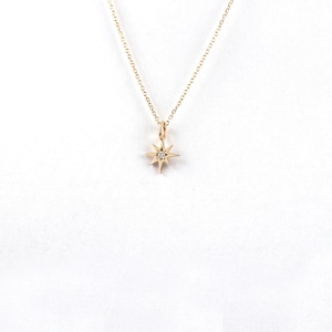 Solid Gold Diamond North Star Pendant, Star Necklace, North Star Charm, Gift For Wife, 9K, 14K, 18K, Star Charm with Diamonds, Graduation