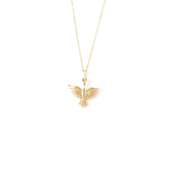 14K Solid Gold Eagle Pendant Necklace: Symbolic Freedom Jewelry