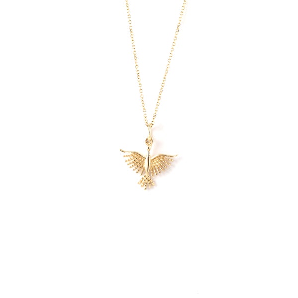 14K Solid Gold Eagle Pendant Necklace: Symbolic Freedom Jewelry