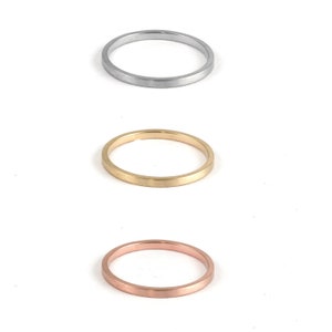Solid Gold Matte Finish Ring, Elegant Flat Band, Modern Style Jewel, Simple Wedding Band, Timeless Style Gift for Him or Her, 9K, 14K, 18K