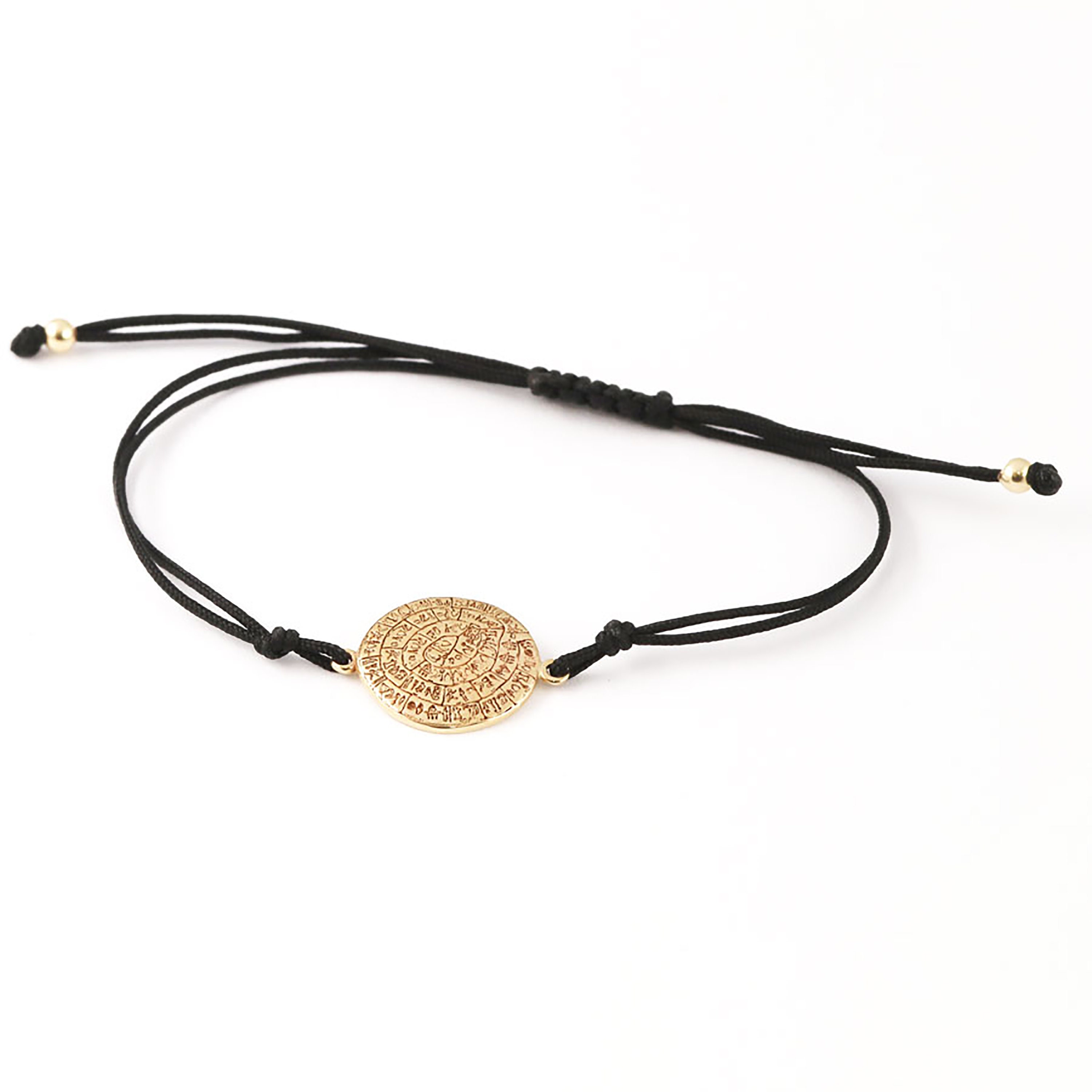 Solid Gold Faistos Disc Bracelet, Faistos Cord Bracelet, Faistos Disc, Cord Bracelet, Archeologist Gift, Graduation Gift, Historian Gift,14K
