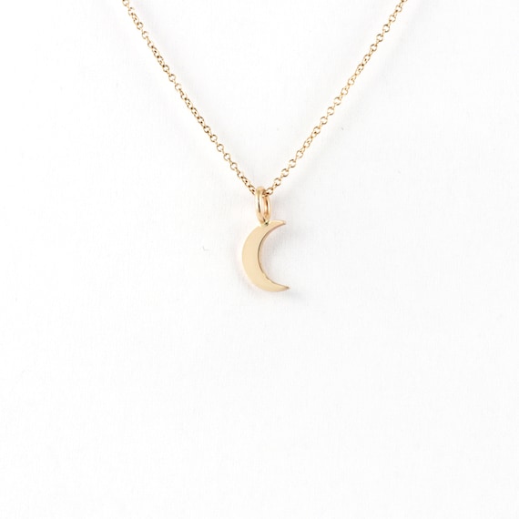 Ciondolo luna d'oro, collana luna crescente, fascino celeste, regalo per lei,  notte di ballo, 9K,14K,18K, regalo di anniversario, regalo di compleanno -   Italia