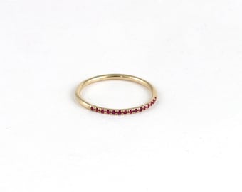 Gold Ring with Rubies, Red Rubies Gold Band, Gold Ring for Anniversary Gift, July Birthstone Ring, Gift For Best Friend, 9K,14K,18K