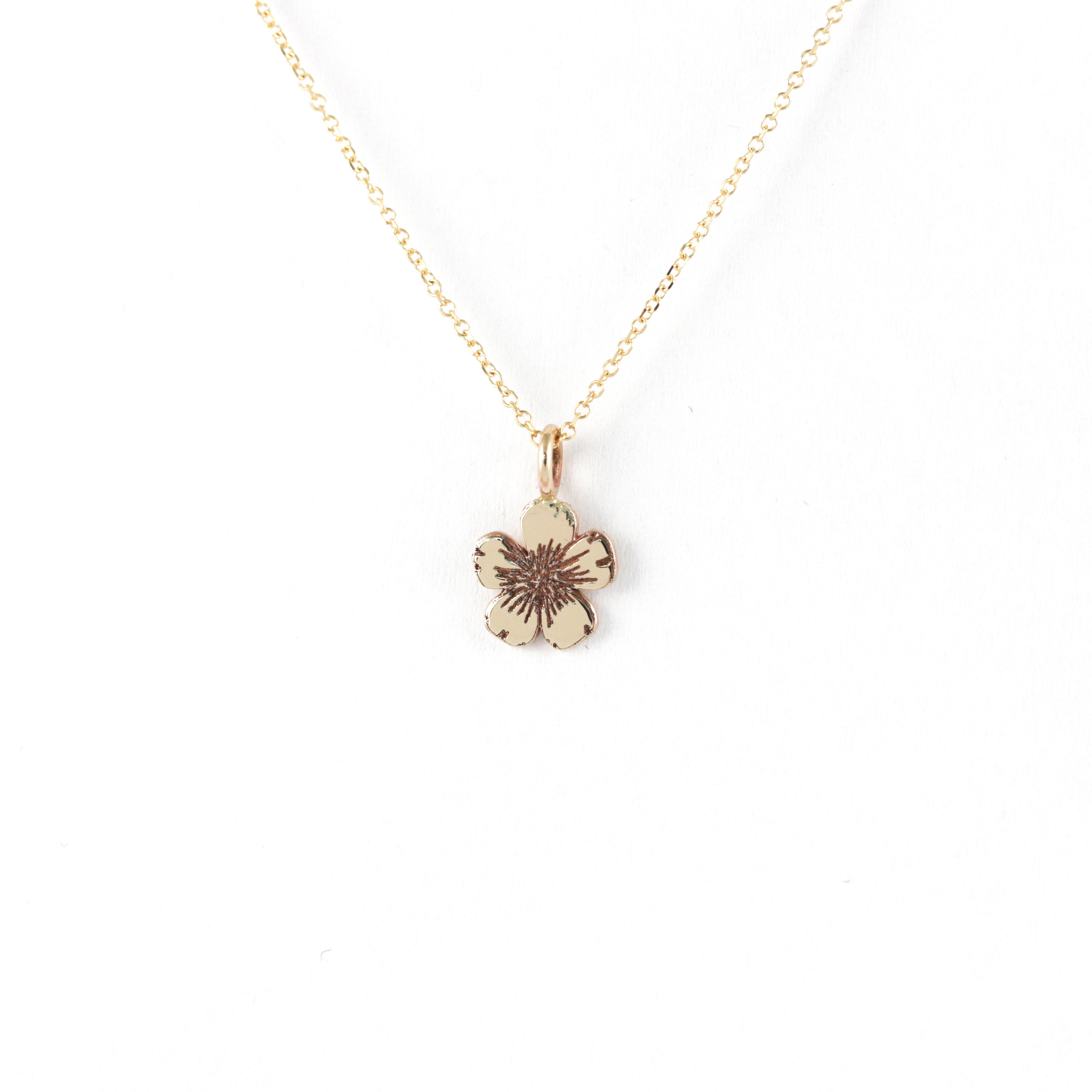 Solid Gold Flower Pendant Gold Flower 