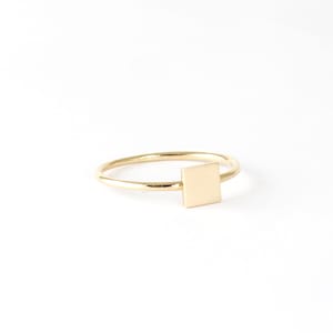 Gold Ring with Square, Everyday Geometrical Design for Woman Ring, Simple and Elegant Stylish and Dainty Ring for Her Birthday