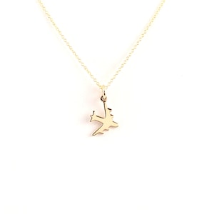 Traveller Charm, Gold Airplane Necklace, Hostess And Pilot Gift, Gold Charm For Dreamers, Gift for New Air Hostess, Sky and Airplane Lovers