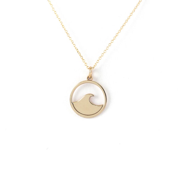 Gold Wave Anhänger, Gold Wave Charm, 9K, 14K, 18K, Perfektes Geschenk für Meer Liebhaber, Meer und Natur Liebhaber Geschenk, Surfer Halskette, Surfer Geschenk