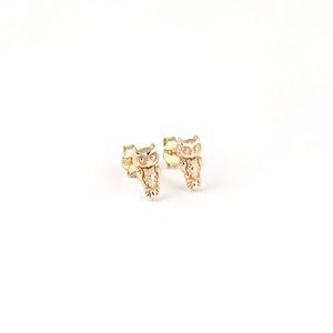 Solid Gold Eule Ohrringe, perfektes Geschenk für die Graduierung, Tochter Geschenk, kleine Eule Ohrstecker, Graduierung Ohrstecker, College Geschenk, bester Freund, Weisheitssymbol, 14K