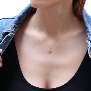 Solid Gold Om Necklace, Sacred Symbol Pendant, Spiritual Yoga Jewelry, Meditation Charm, Peaceful Gift for Her, 9K, 14K, 18K, Gold Om Charm